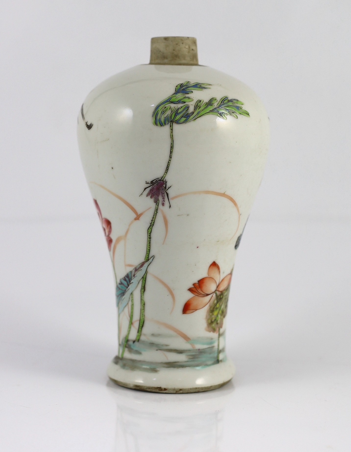 A Chinese famille rose baluster ‘crane and lotus’ meiping, Yongzheng period